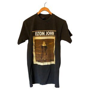 Vintage 1997 Elton John Big Picture Tour T-Shirt Adult M Black PolyGram Diva Pro